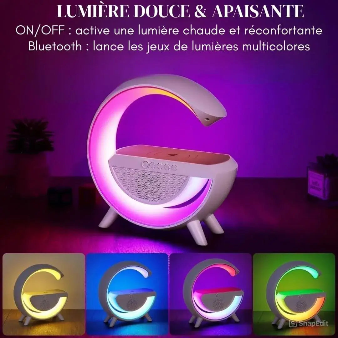 SMART LAMP RGB 4-en-1 : Haut Parleur, Chargeur magnétique, FM Radio & Éclairage LED