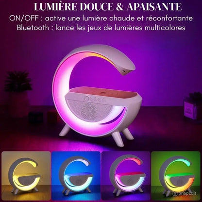 SMART LAMP RGB 4-en-1 : Haut Parleur, Chargeur magnétique, FM Radio & Éclairage LED