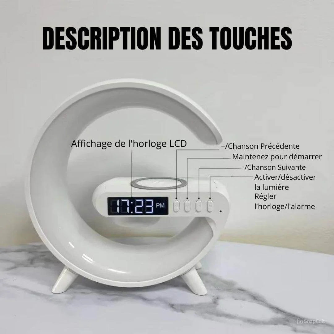 SMART LAMP RGB 4-en-1 : Haut Parleur, Chargeur magnétique, FM Radio & Éclairage LED