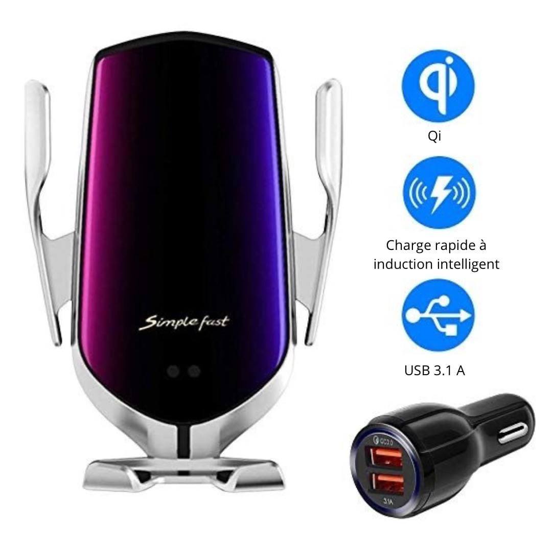 AutoGrip : Support pour Téléphone Intelligent & Chargeur Sans Fil