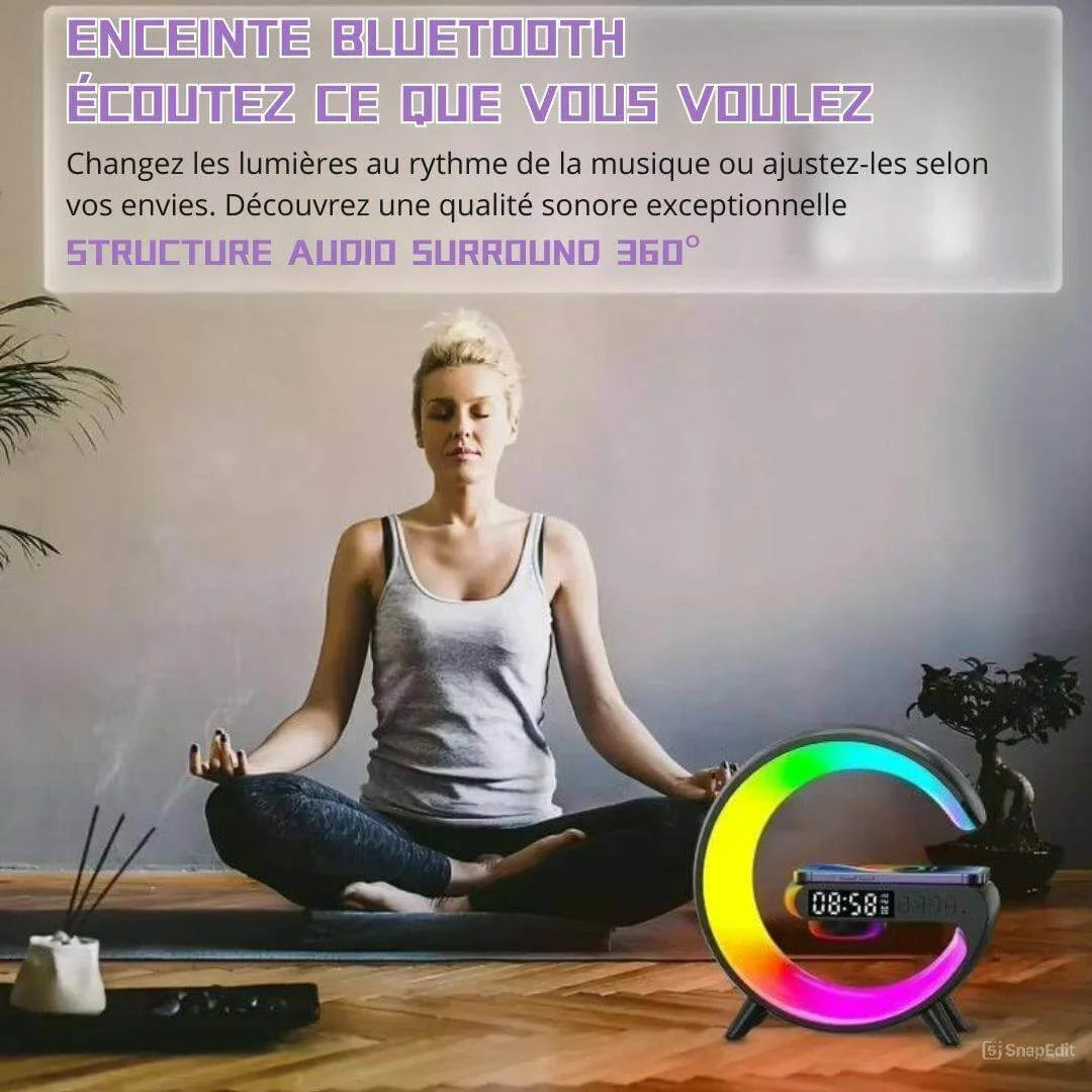 SMART LAMP RGB 4-en-1 : Haut Parleur, Chargeur magnétique, FM Radio & Éclairage LED
