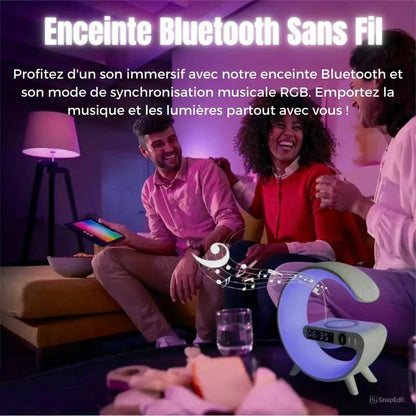 SMART LAMP RGB 4-en-1 : Haut Parleur, Chargeur magnétique, FM Radio & Éclairage LED